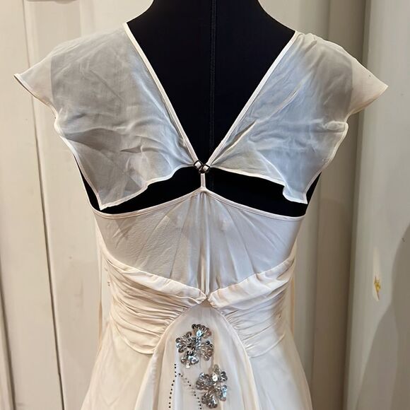 Womens size S dress for events wedding prom cream with beads - Picture 2 of 8